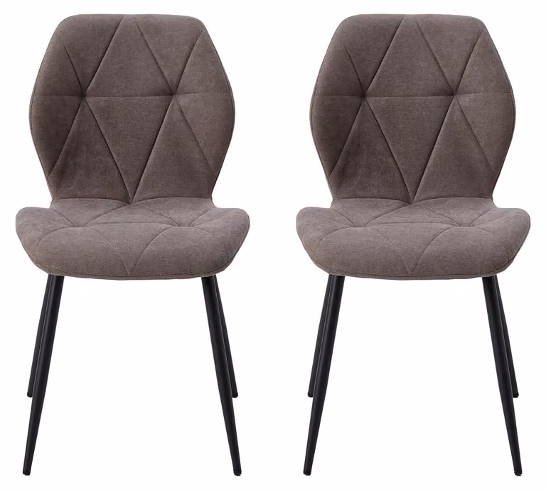 Set di 2 sedie da pranzo - Sedia da cucina moderna - Gambe in metallo - Design minimalista - Senza braccioli - Adatta per cucina e sala da pranzo - Colore marrone