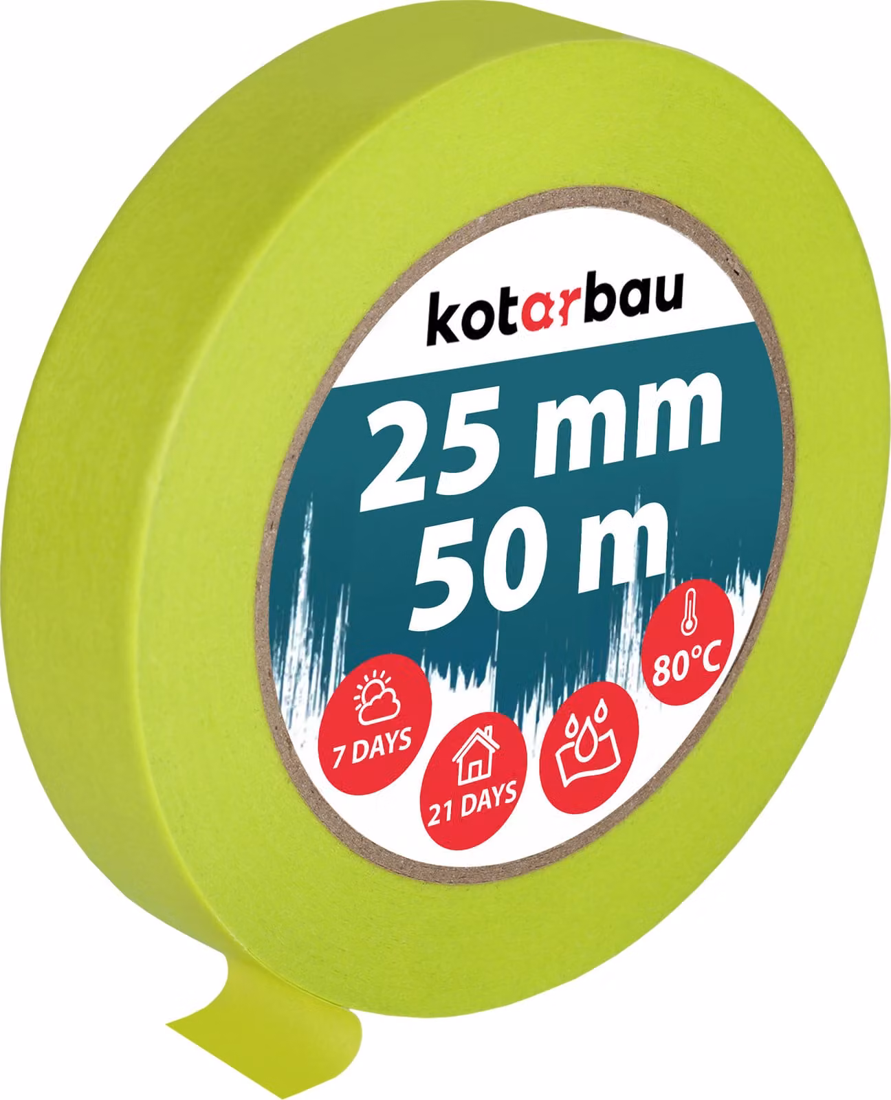 KOTARBAU® Nastro per mascheratura al neon Nastro per mascheratura da 50 m Nastro per mascheratura da 25 mm Nastro per pittori Accessori per pittori Carta crespa verde fluorescente Articoli per la pittura