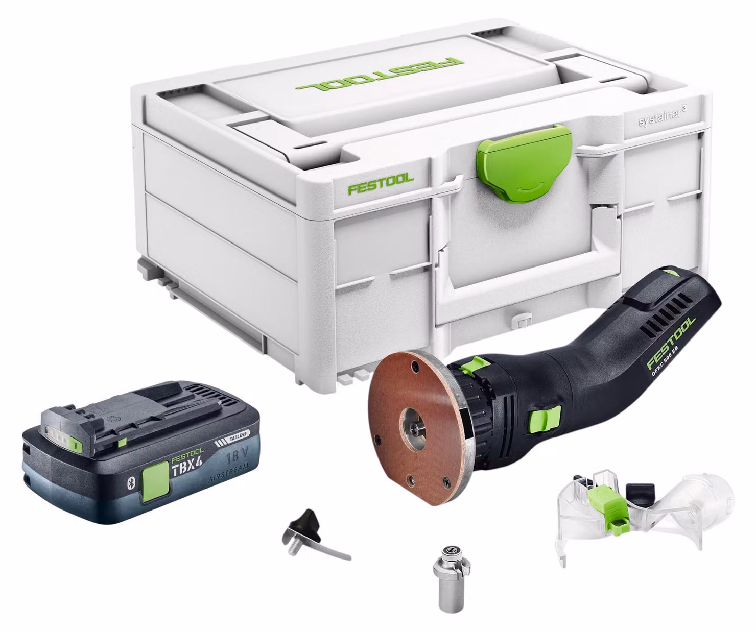 Festool OFKC 500 R3 EB-Basic Fresatrice per bordi a batteria 18 V 10 mm Brushless + 1x batteria 4,0 Ah + Systainer - senza caricabatterie