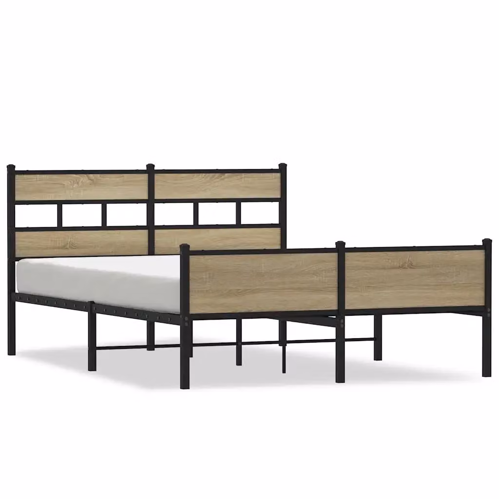 Giroletto senza materasso vidaXL in legno e metallo colore rovere, L: 142 cm, P: 196 cm, H: 91,5 cm – 2