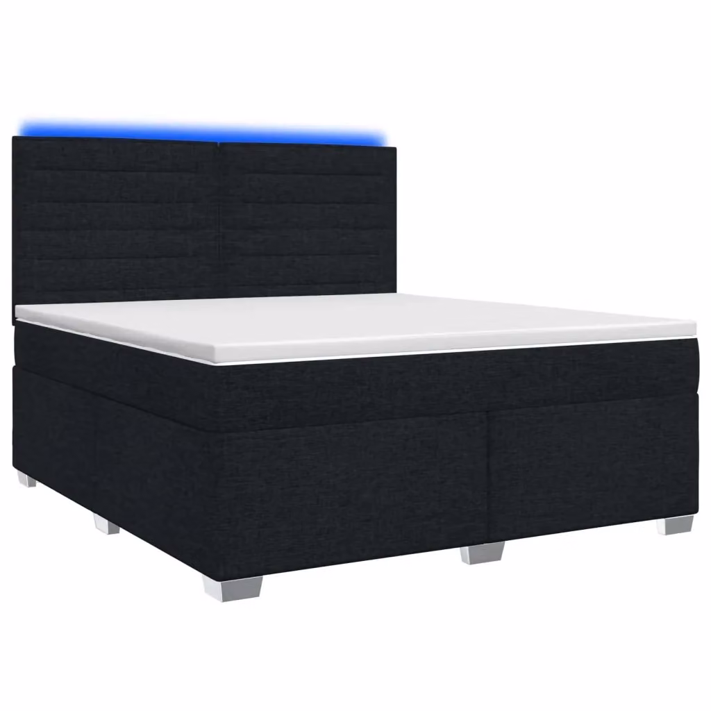 Letto box spring con materasso vidaXL in tessuto nero con base contenitore e porta USB L: 180 cm, P: 200 cm – 2