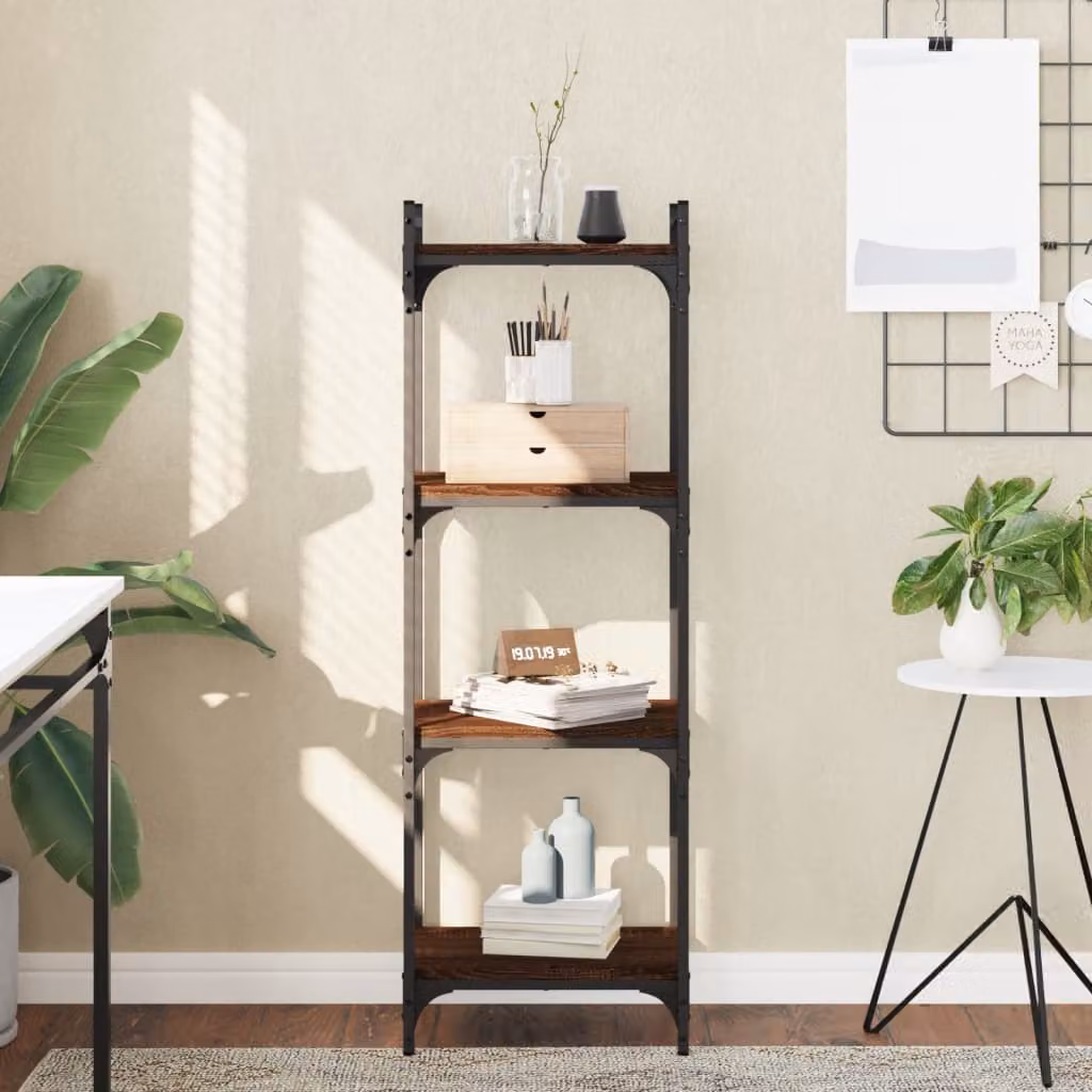 Libreria con 4 Ripiani vidaXL in Stile Industrial, Colore Rovere Marrone, L 40 cm x P 30 cm x H 120 cm