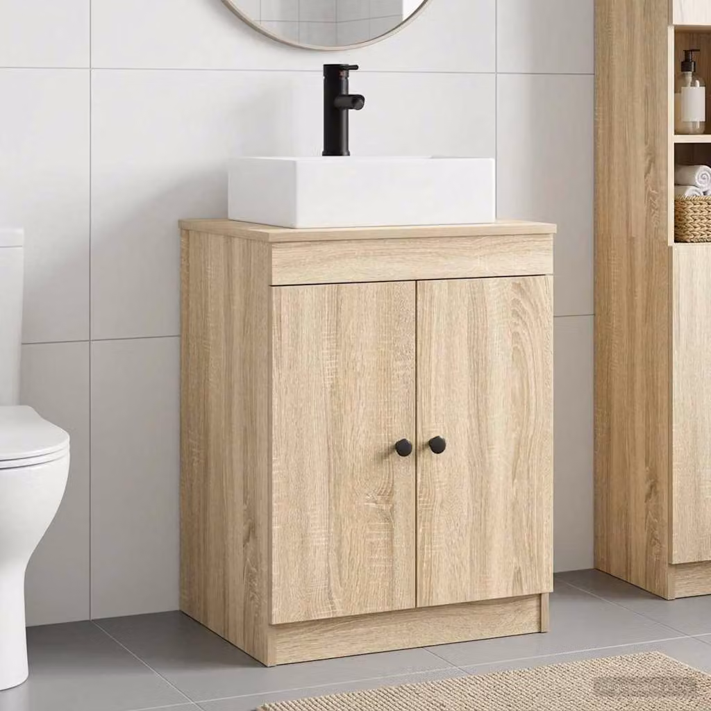Set di mobili per il bagno moderni vidaXL in legno ingegnerizzato e MDF colore Rovere Sonoma Marrone