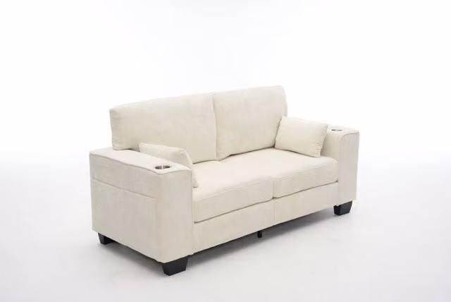 Divano Due Posti Moderno 182 cm in Tessuto Chenille con Telaio in Legno e Cuscini a Molle Insacchettate