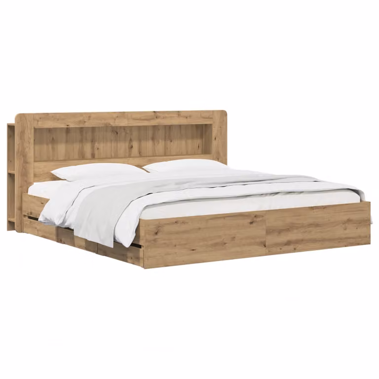 Letto moderno con contenitore e cassetti vidaXL in legno marrone L/P/H: 180 x 200 x 140 cm