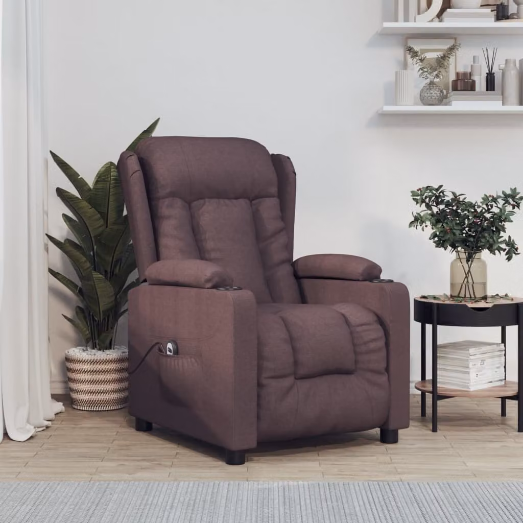Maison Exclusive - Poltrona relax elettrica marrone scuro in tessuto
