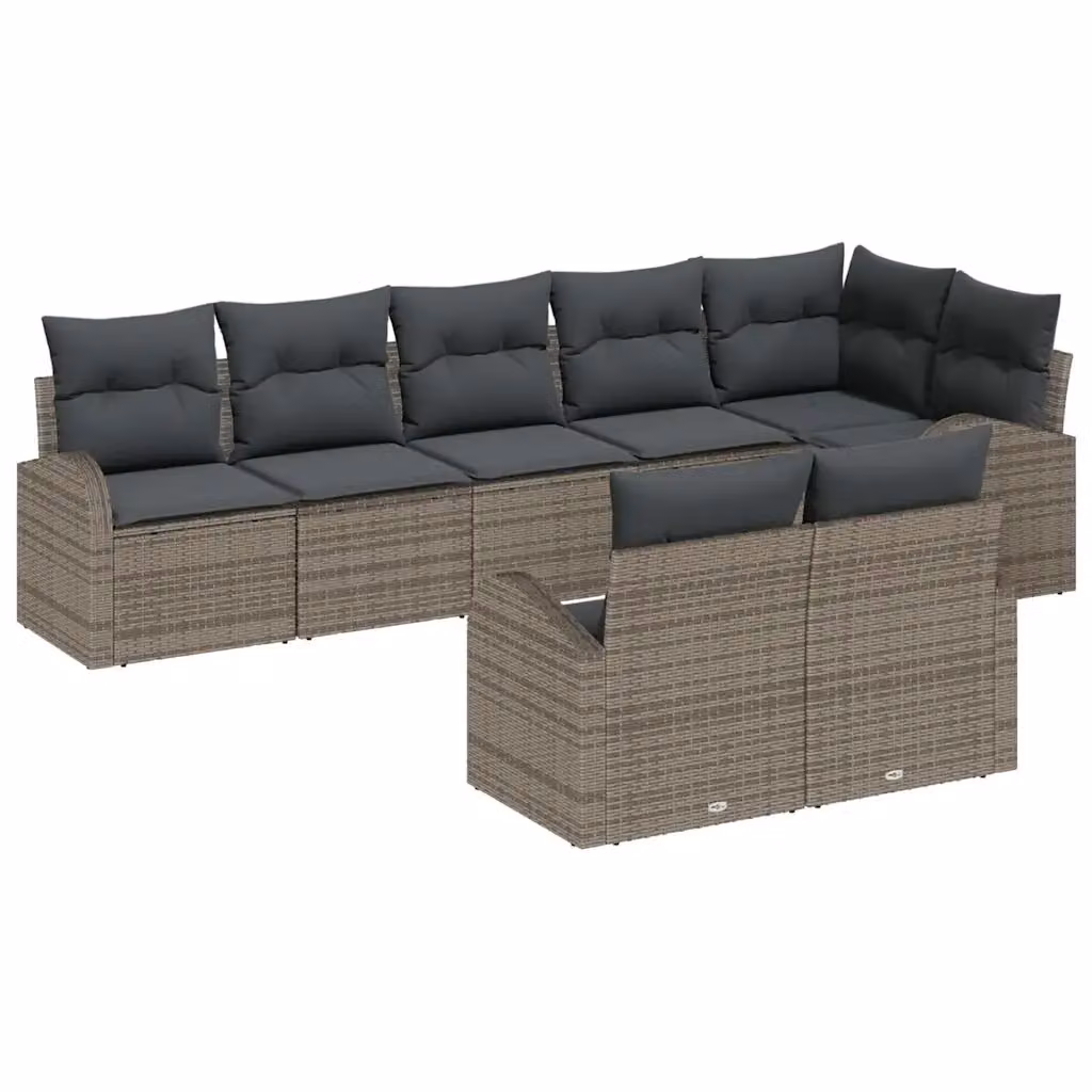 Set Divano da Giardino vidaXL 8 Pezzi Grigio con Cuscini e Struttura in Metallo – 1