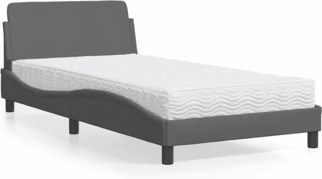 Letto con Materasso-Struttura Letto con Materasso Dover Grigio Scuro 100x200 cm in Tessuto