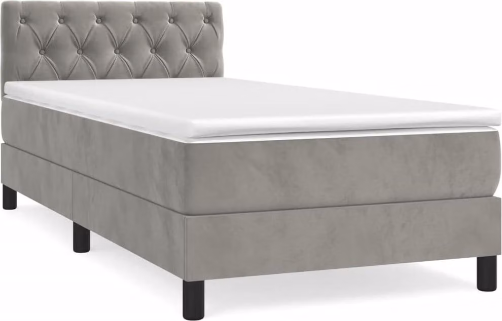 Giroletto a Molle con Materasso Grigio Chiaro 80x200 cm Velluto