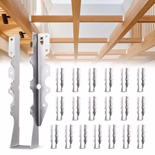 Set di 50 Ganci per Travi VEVOR in Acciaio Galvanizzato Argento, Dimensioni Interne: 40 x 38 x 199 mm, Ganci per Soffitto e Pavimento Antiruggine