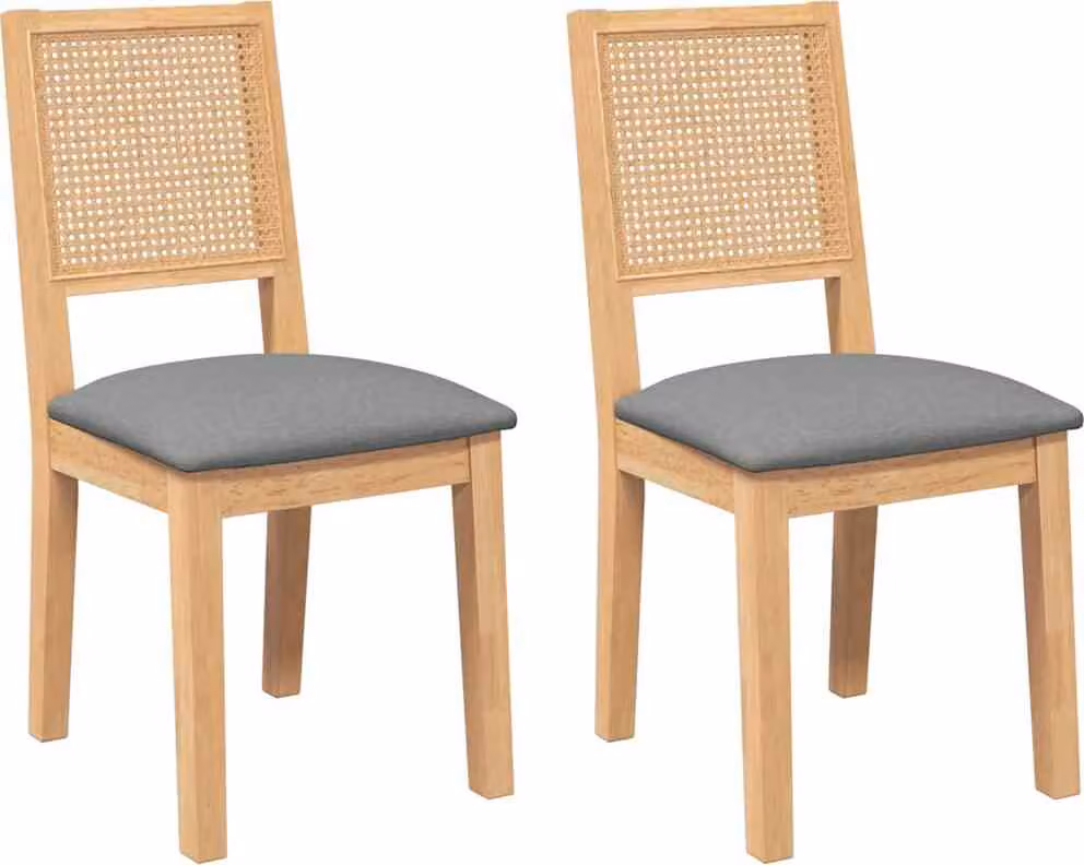 Sedie da Pranzo con Cuscini 2 pz in Legno Massello di Hevea