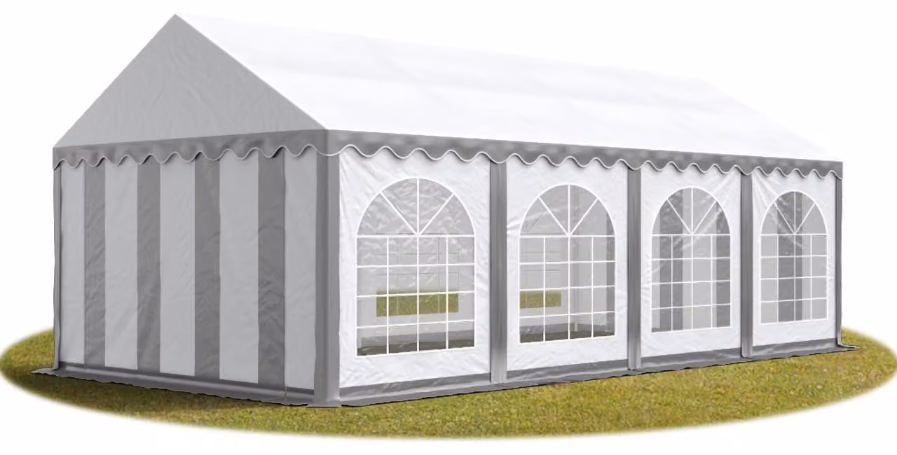 TOOLPORT 4x8 mTendone per feste PREMIUM PVC grigio-bianco 100% impermeabile Tendone da esterno Tenda party
