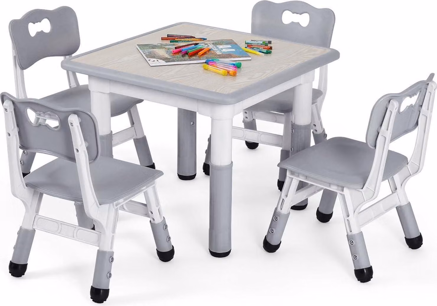 Set da tavolo per bambini MAMIZO con 4 sedie regolabili in altezza per la cameretta dei bambini