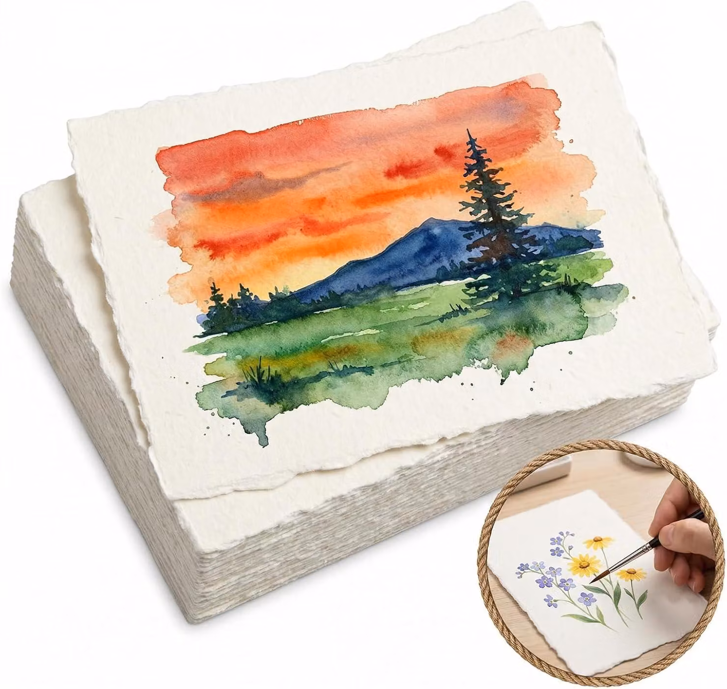 Carta vergata, prodotta a mano, 300 g/m², formato 10,2 x 15,2 cm