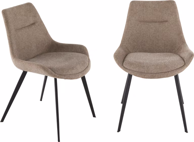 Signature - Set di 2 sedie in tessuto tortora L62 cm - COLOMBE