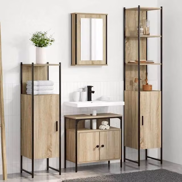 Set di mobili per il bagno 4 pz Rovere Sonoma 3399394