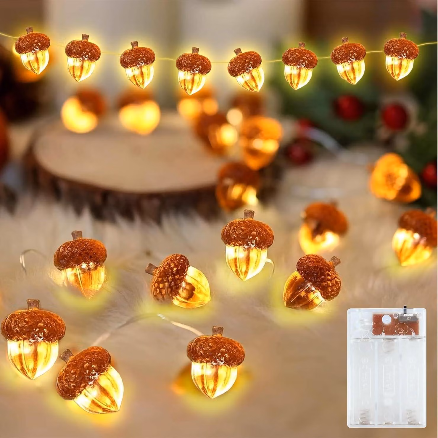 Catena luminosa a forma di foglie d'acero, lunghezza 3 metri, 30 LED, alimentazione a batteria, adatta per interni ed esterni