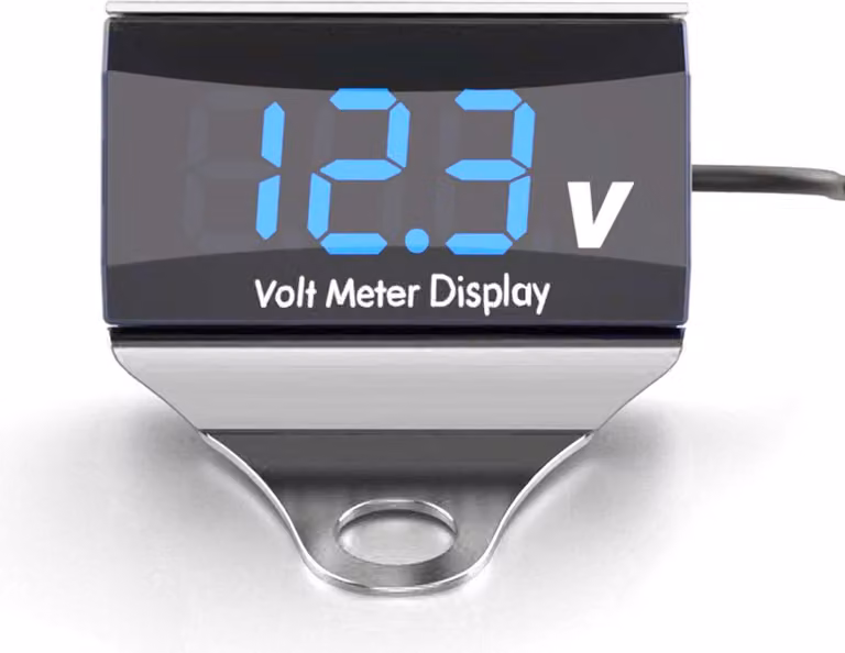 Voltmetro digitale per moto, display a LED, impermeabile, tester di tensione per batterie da 10-150V con supporto