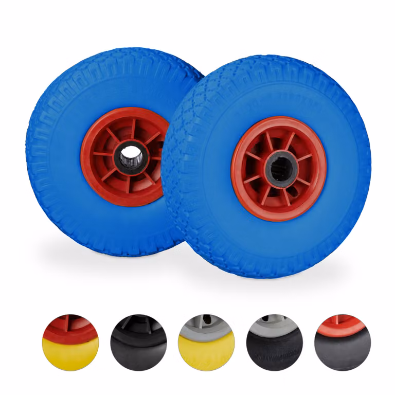 relaxdays 2 x ruote per carrelli manuali blu-rosso