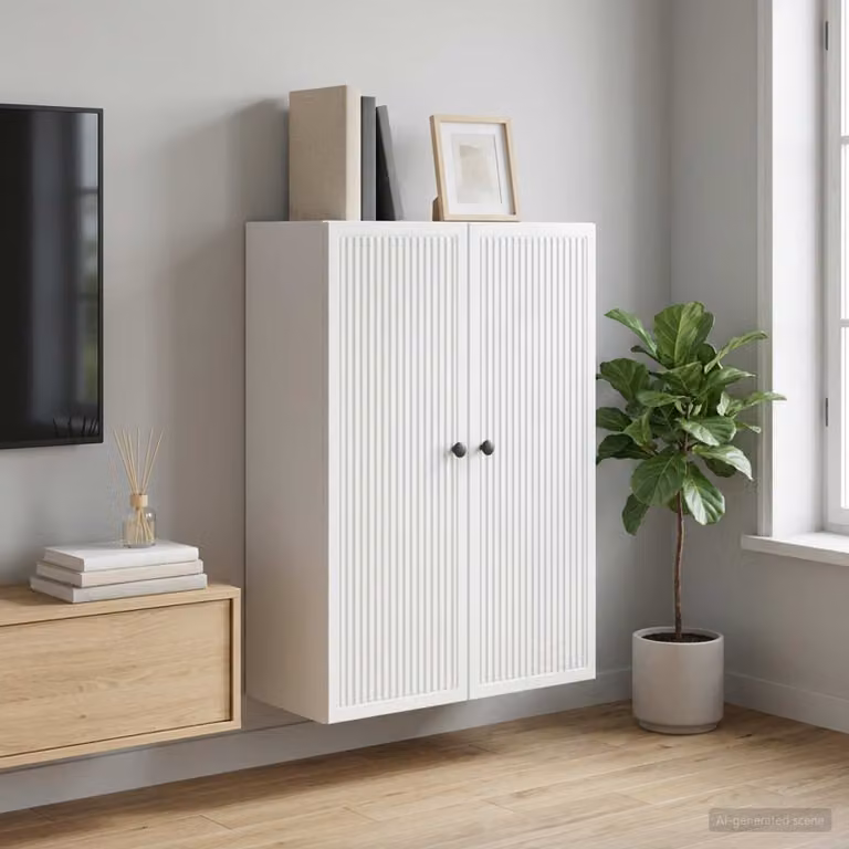 vidaXL Mobiletto a muro Bianco in stile Vintage con ante a battente e ripiani interni, L: 66 cm, P: 34,5 cm, H: 90 cm