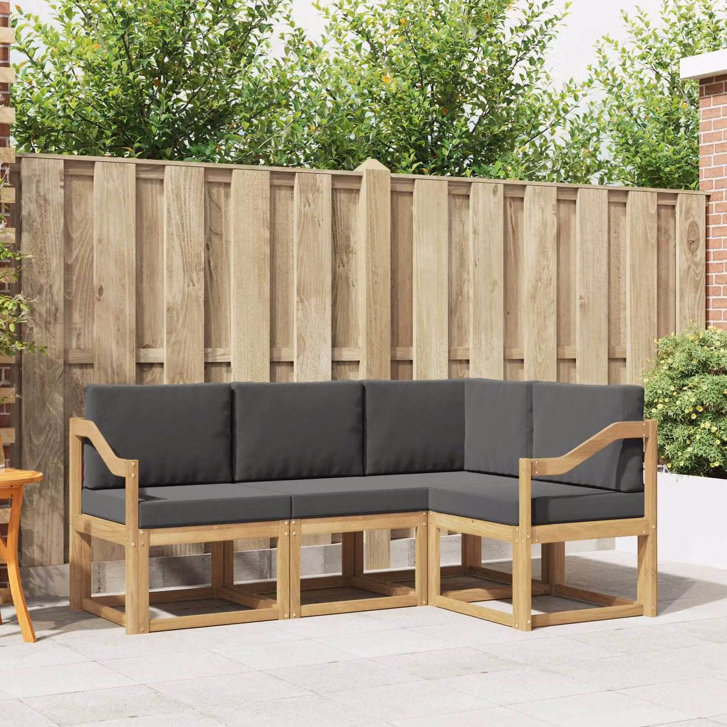 Set di divani da esterno vidaXL 4 pz in legno di acacia con cuscini Bianco e Antracite