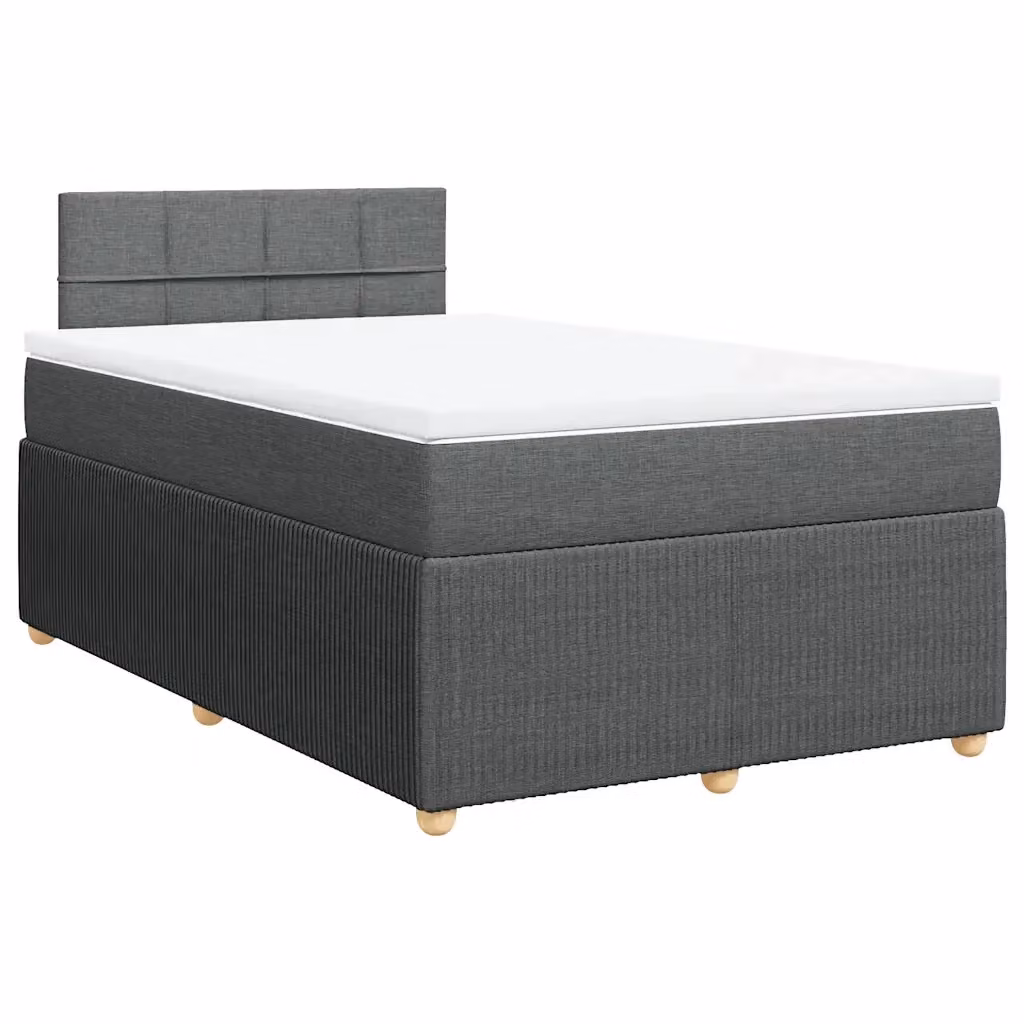 Letto Ibrido vidaXL con Giroletto a Molle e Materasso in Tessuto Grigio e Bianco L/P: 120 x 190 cm – 2