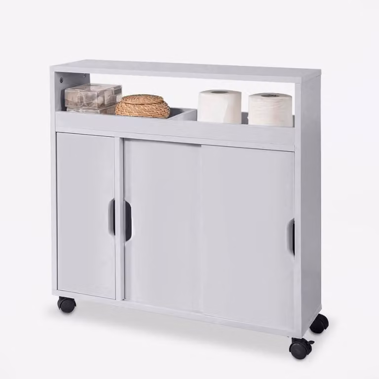 Mobile da bagno con rotelle, 2 ante scorrevoli, Kokua - Grigio