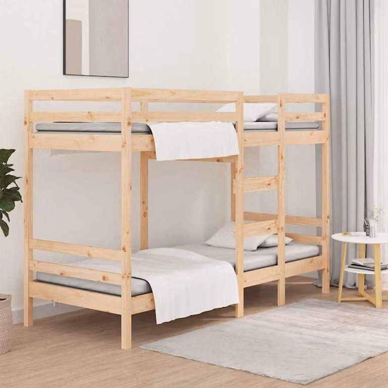 Letto a Castello vidaXL in Legno di Pino Massello Marrone per Bambini L/P/H: 200 x 90 x 141.5 cm