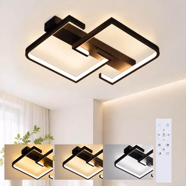 ZMH lampada da soffitto LED 35W nero lampada da soggiorno dimmerabile con telecomando design moderno lampada da camera da letto