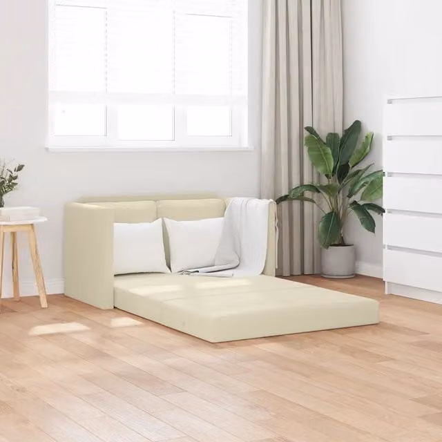 Divano Letto 2 in 1 vidaXL in Similpelle Beige L: 112 cm, P: 174 cm, H: 55 cm