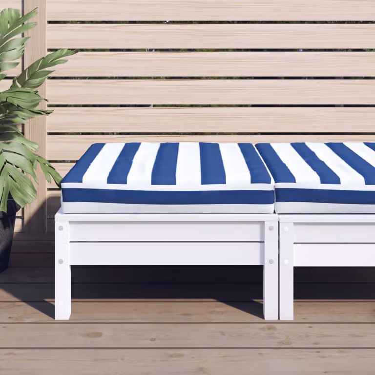 Cuscino Pallet vidaXL a Strisce Bianche e Blu, Tessuto Oxford Idrorepellente e Traspirante, L/P/H: 60 x 60 x 8 cm