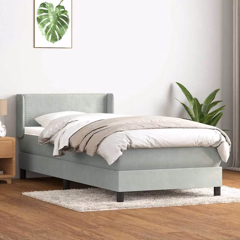 Maison Exclusive - Giroletto a Molle con Materasso Grigio Chiaro 80x220 cm Velluto