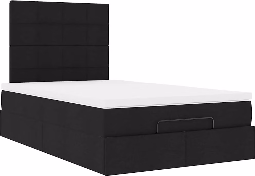 Struttura Letto Pouf con Materasso Nero 120x200 cm in Tessuto