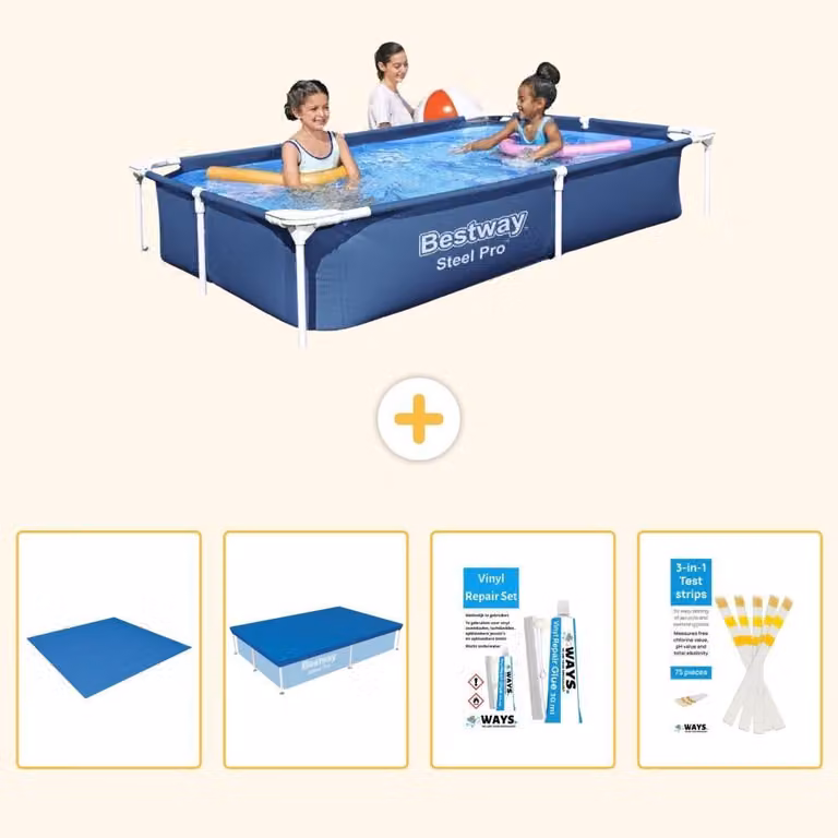 Bestway Steel Pro, piscina rettangolare - 221x150x43 cm - 5 pezzi, modello S22703