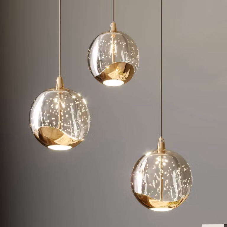 Lampada a sospensione in vetro Hayley Lucande, Chiaro / Trasparente, Soggiorno / Sala da pranzo, Vetro, Moderno, Lampada a sospensione