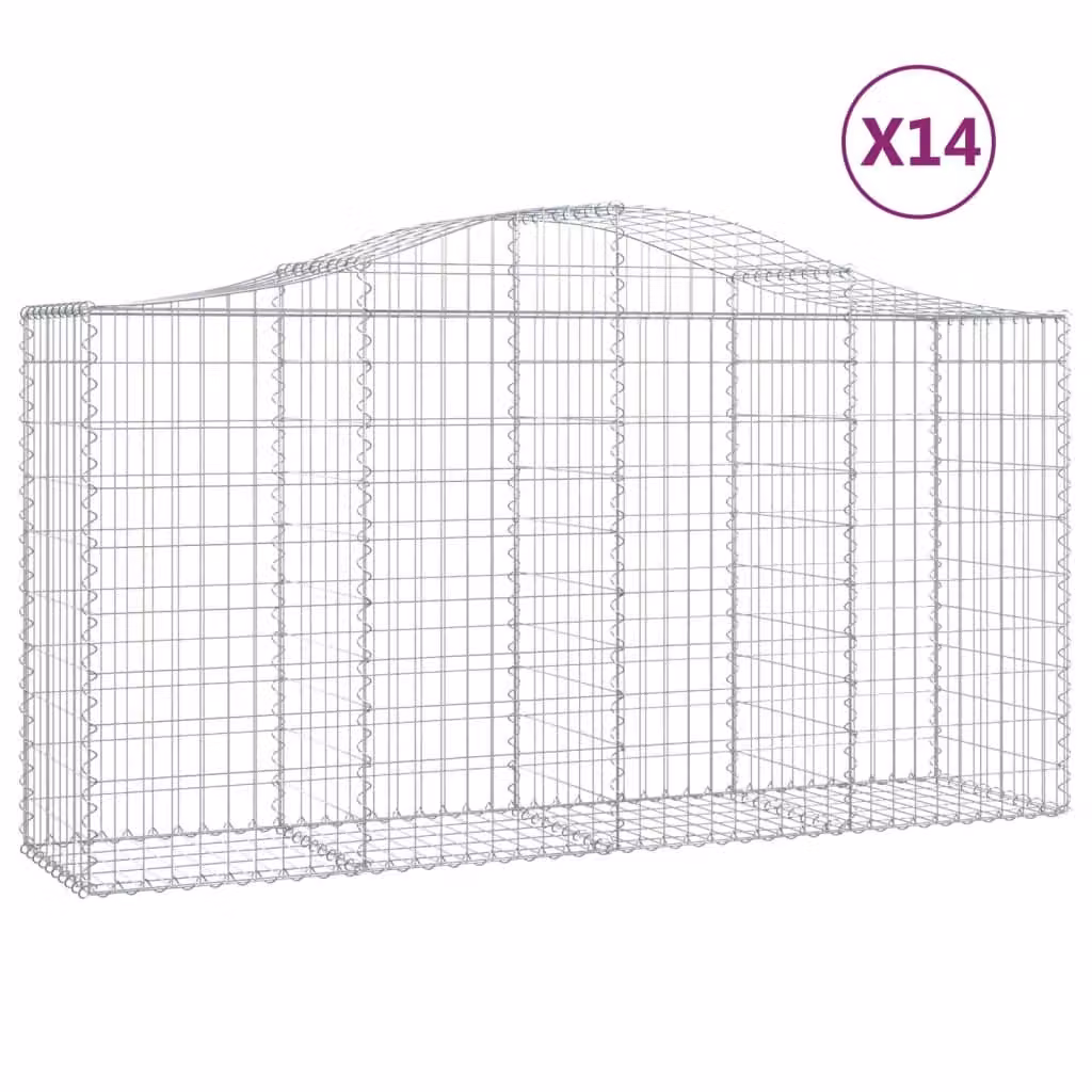 Cesti Gabbioni ad Arco 14 pz 200x50x100/120 cm Ferro Zincato