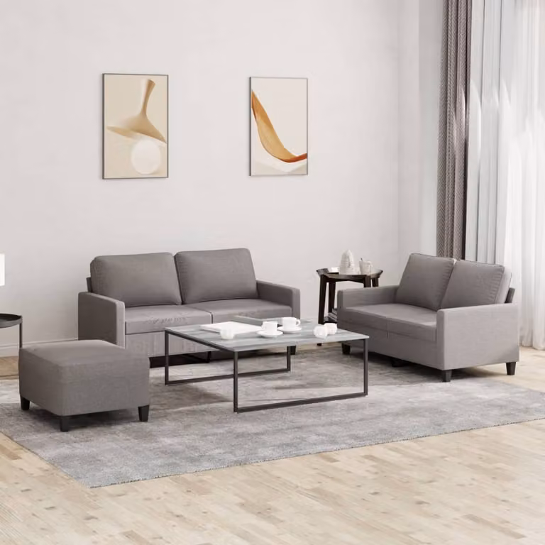 Maison Exclusive - Set divano a 3 pezzi con cuscini in tessuto color taupe
