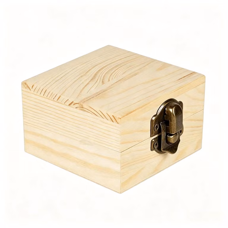 Scatole di legno di pino per la conservazione - Set da 12 - 6,8 x 6,8 x 4 cm - Legno non trattato - Chiusura in metallo - Ideali per gioielli - Progetti fai-da-te