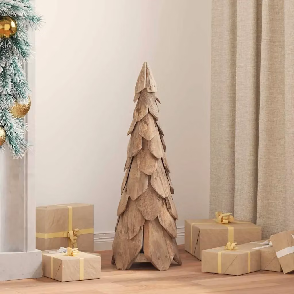 Albero di Natale in legno massello di teak marrone Altezza: 80 cm – 2