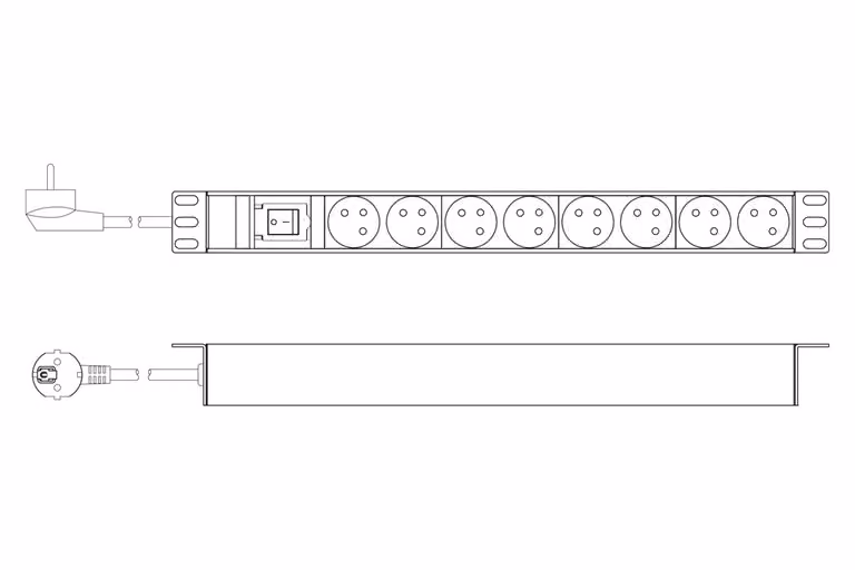 DIGITUS DN-95402-1-FR Ciabatta DIGITUS 19", 8 vie, 1 U, con interruttore