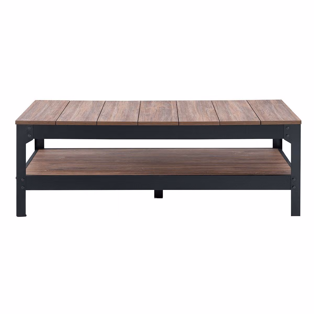 Calicosy - Tavolo basso in metallo nero e legno - L 117 cm