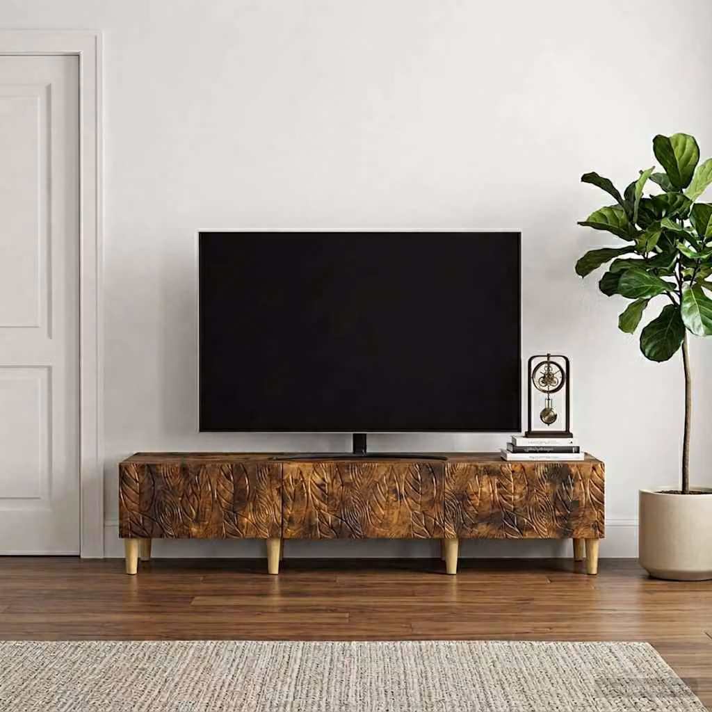 Mobile TV vidaXL in Rovere Fumo, Design Vintage in Legno Ingegnerizzato, L 147 x P 34,5 x H 30 cm