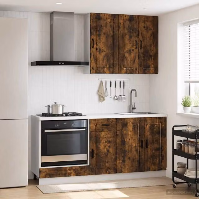 Unità base cucina moderna vidaXL in legno color rovere marrone con ante a battente e cassetti L/P/H: 86,1 x 46,0 x 81,5 cm – 1