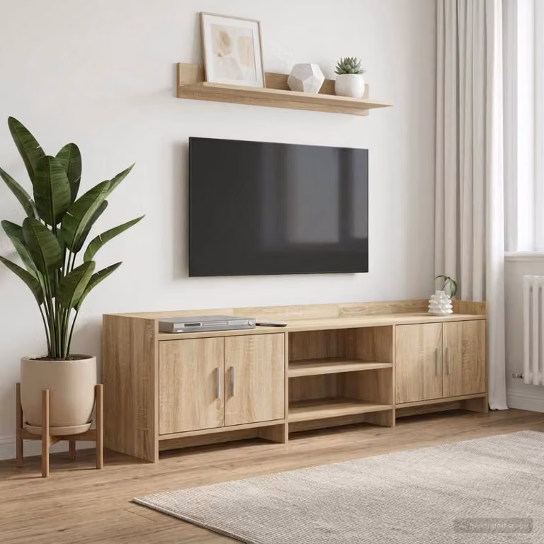 Mobile TV vidaXL in legno ingegnerizzato e metallo, Rovere Sonoma, L 168 x P 33 x H 47 cm