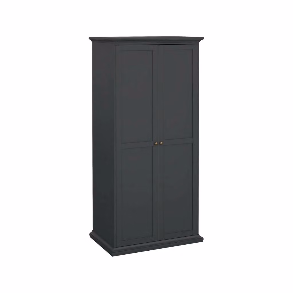 Armadio a due ante DMORA per camera da letto, modello moderno con ante battenti e appendiabiti, Grigio opaco, L: 96 cm, P: 60,5 cm, H: 200,56 cm – 2