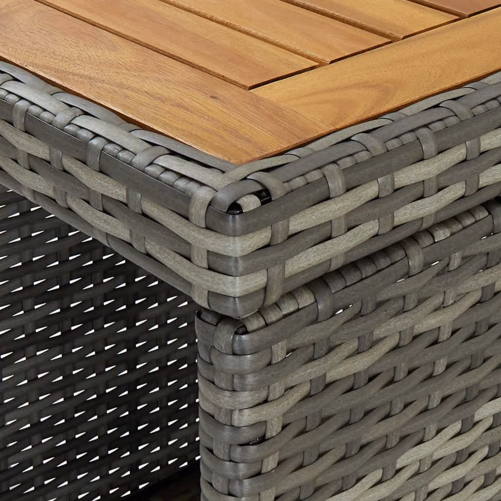 set bar da giardino 5 pezzi con cuscini in poly rattan grigio