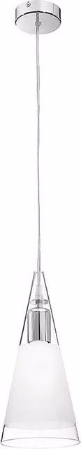 Lampada a sospensione RENOIR Rossini con struttura in metallo cromato e diffusore in vetro bianco, attacco E27, IP20