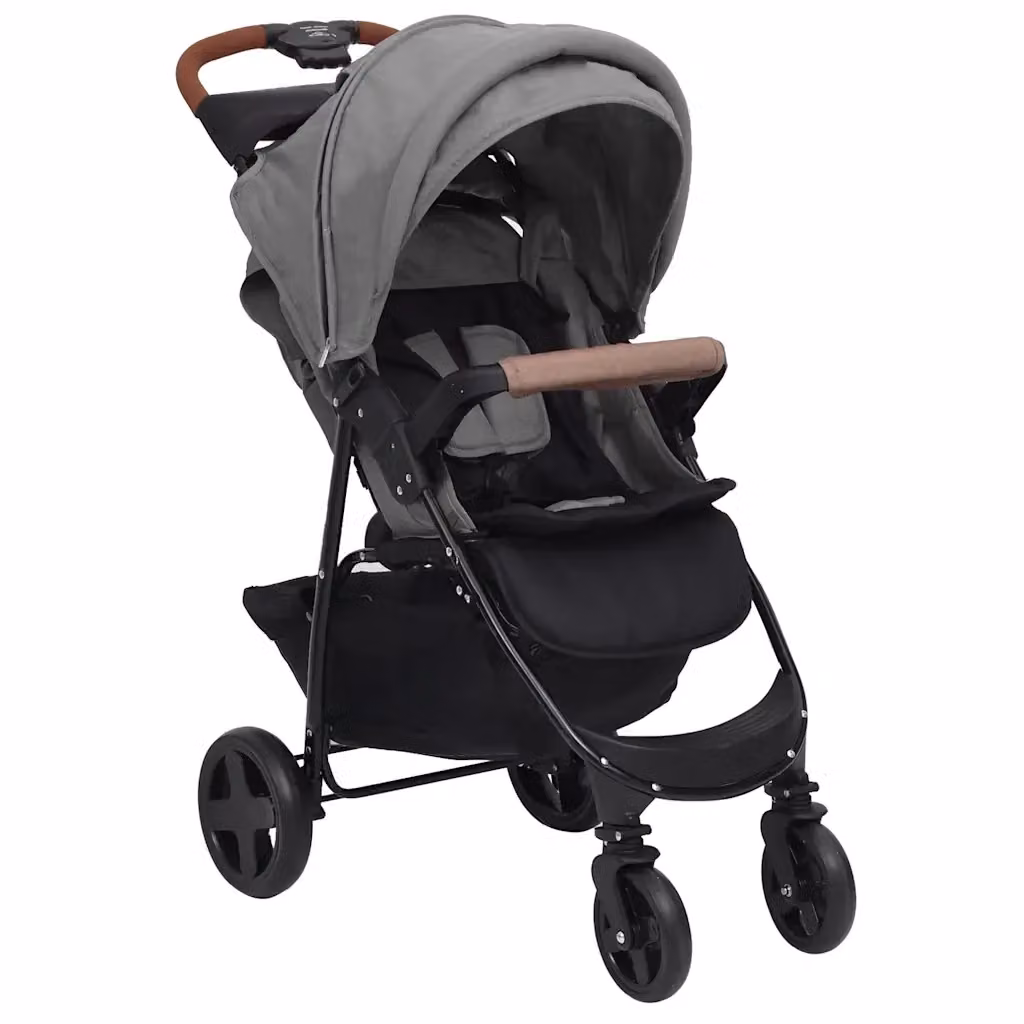 Passeggino 3 in 1 Convertible Kombi vidaXL Grigio Chiaro in Acciaio e Tessuto con Sedile Sportivo e Ovetto – 2