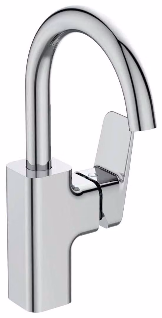 Miscelatore monocomando per lavabo, con beccuccio alto, finitura cromata, portata di 5 litri al minuto