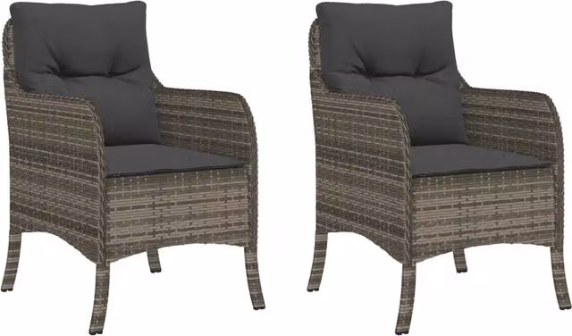 Sedie da Giardino con Cuscini 2 pz | Sedie da Esterno Grigie in Polyrattan